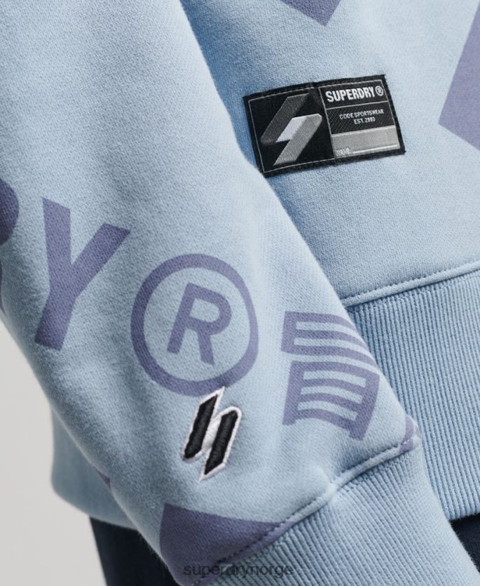 Superdry blå klær 86P46D3458 kjernelogo over hele lagets genser menn
