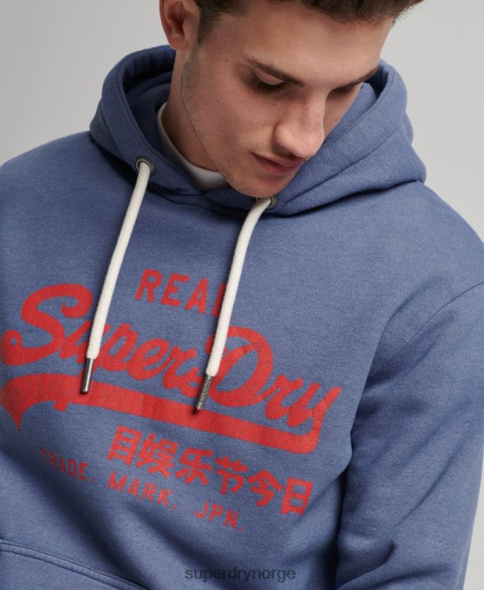 Superdry blå klær 86P46D500 vintage logo marl hettegenser menn