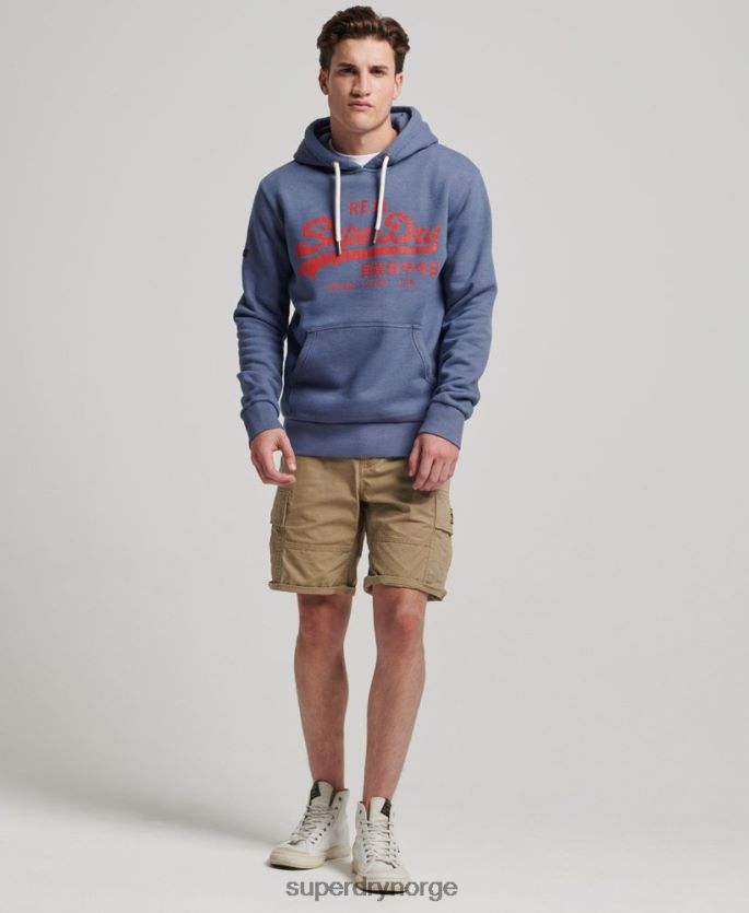 Superdry blå klær 86P46D500 vintage logo marl hettegenser menn