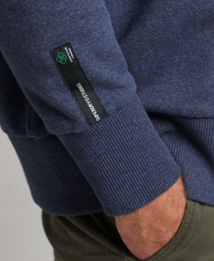 Superdry blå klær 86P46D5011 resirkulert genser fra byens mannskap menn