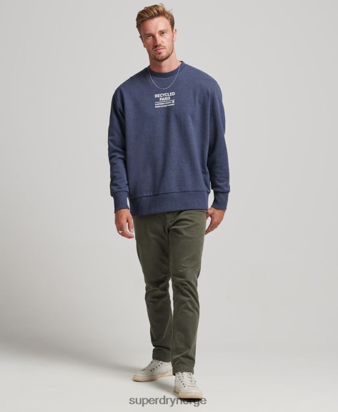 Superdry blå klær 86P46D5011 resirkulert genser fra byens mannskap menn