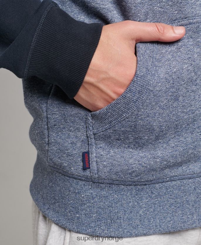 Superdry blå klær 86P46D503 hettegenser med baseball-glidelås i økologisk bomull menn