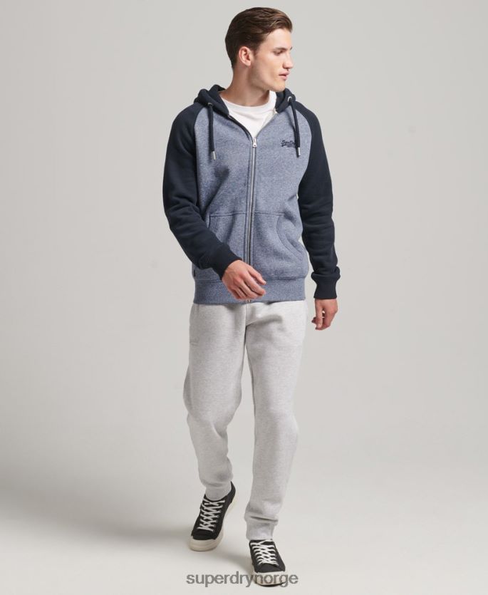 Superdry blå klær 86P46D503 hettegenser med baseball-glidelås i økologisk bomull menn