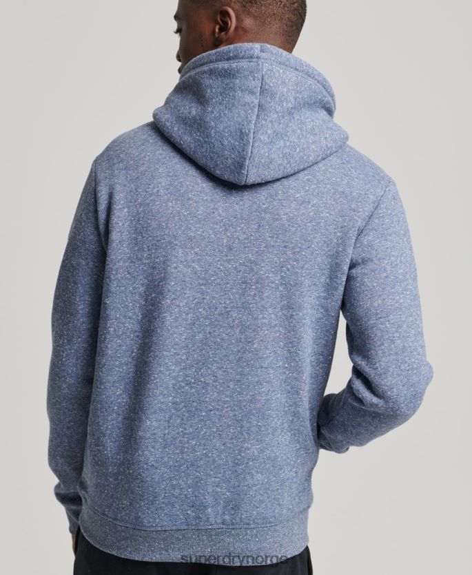 Superdry blå klær 86P46D5106 vintage logobrodert hettegenser i økologisk bomull menn
