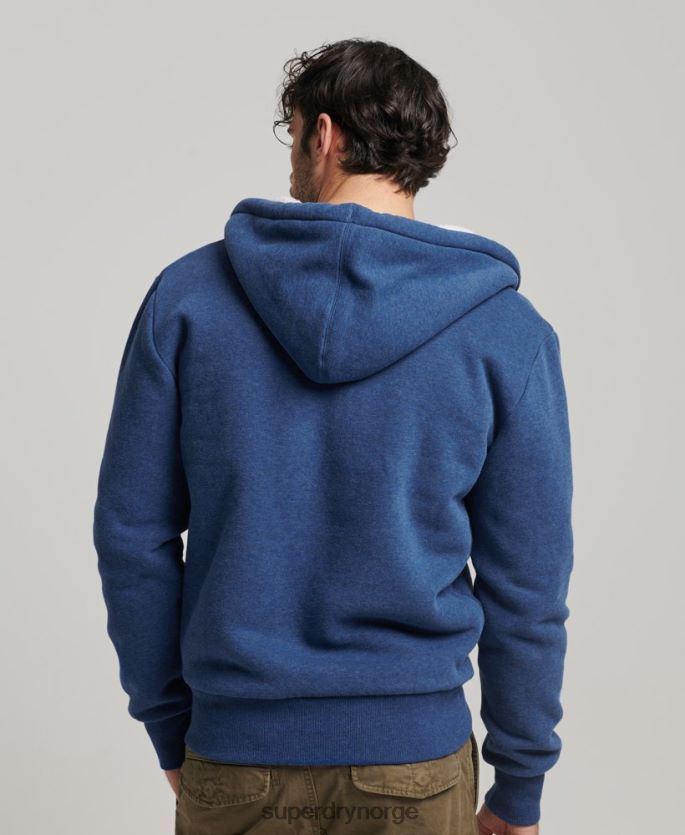 Superdry blå klær 86P46D5110 essensiell borg-fôret hettegenser med glidelås menn