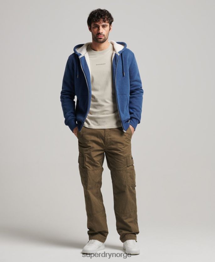 Superdry blå klær 86P46D5110 essensiell borg-fôret hettegenser med glidelås menn