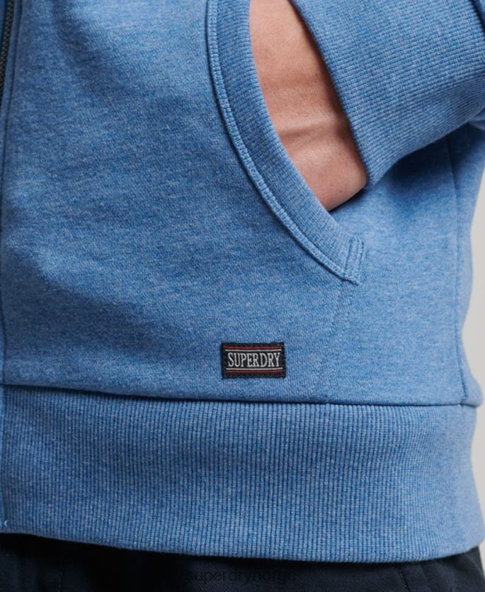 Superdry blå klær 86P46D511 gym atletisk hettegenser med glidelås menn