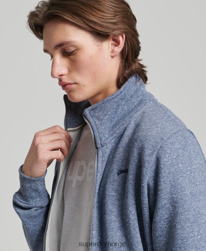 Superdry blå klær 86P46D5127 organisk bomull vintage logo glidelås spor topp menn