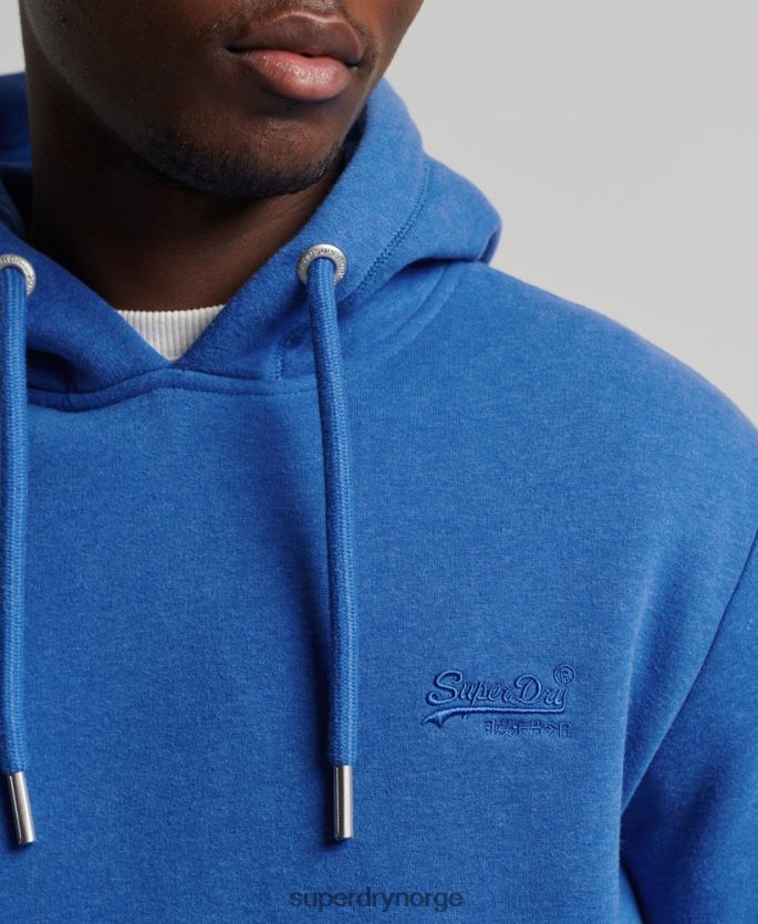 Superdry blå klær 86P46D5152 vintage logobrodert hettegenser i økologisk bomull menn