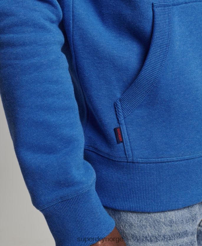 Superdry blå klær 86P46D5152 vintage logobrodert hettegenser i økologisk bomull menn