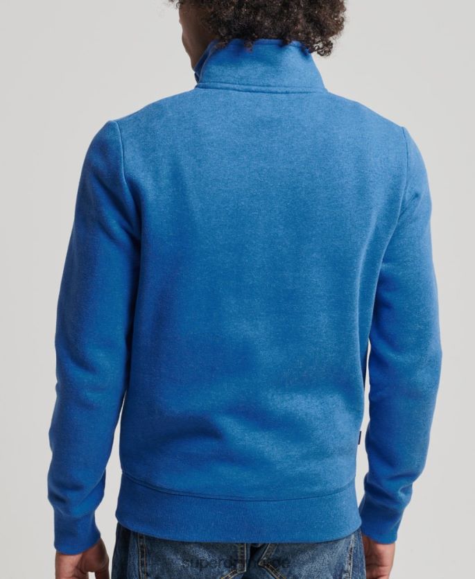 Superdry blå klær 86P46D5193 Henley sweatshirt med vintage logo i økologisk bomull menn