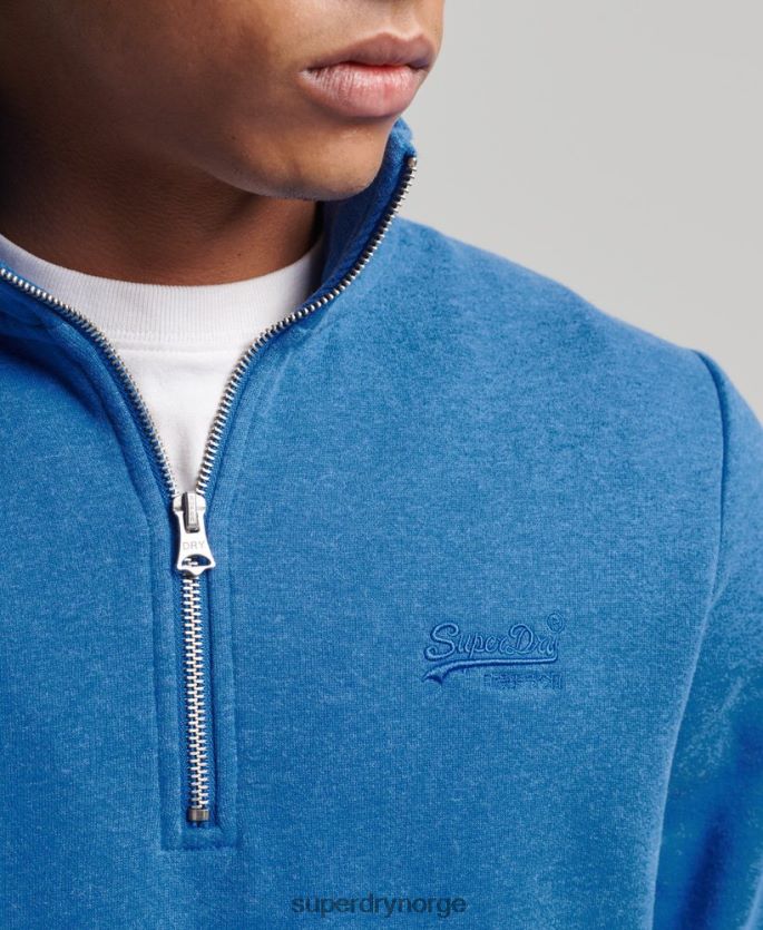 Superdry blå klær 86P46D5193 Henley sweatshirt med vintage logo i økologisk bomull menn