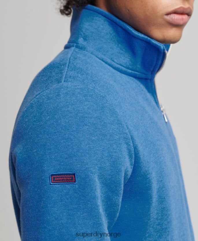 Superdry blå klær 86P46D5193 Henley sweatshirt med vintage logo i økologisk bomull menn