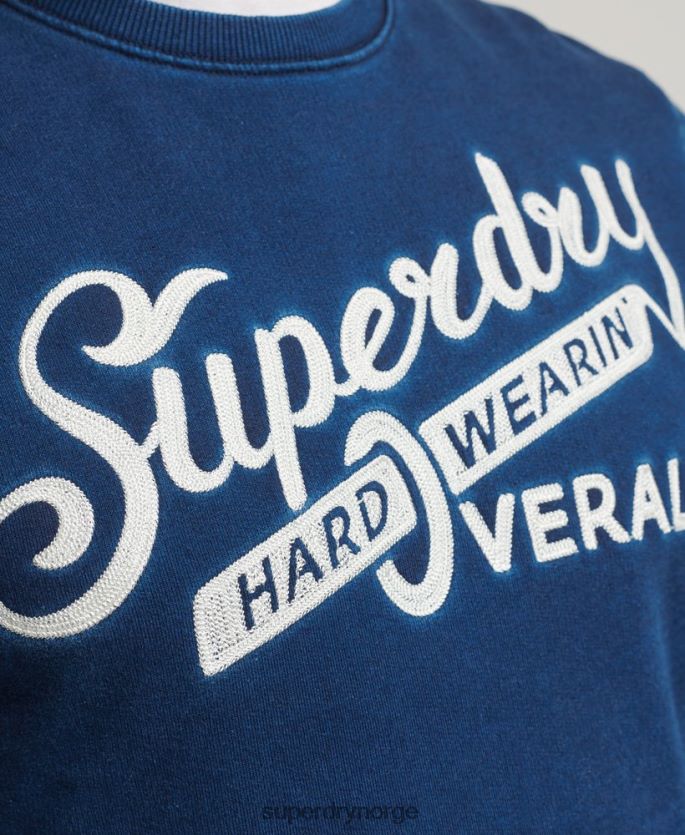 Superdry blå klær 86P46D5198 wall sign crew sweatshirt menn