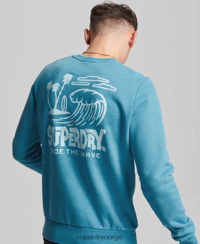 Superdry blå klær 86P46D589 reise klistremerke crew sweatshirt menn