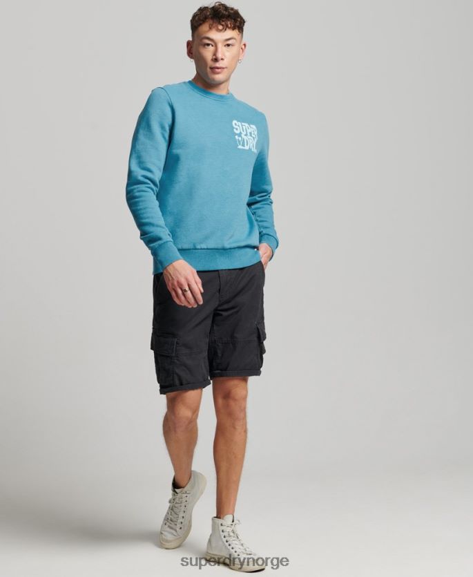 Superdry blå klær 86P46D589 reise klistremerke crew sweatshirt menn