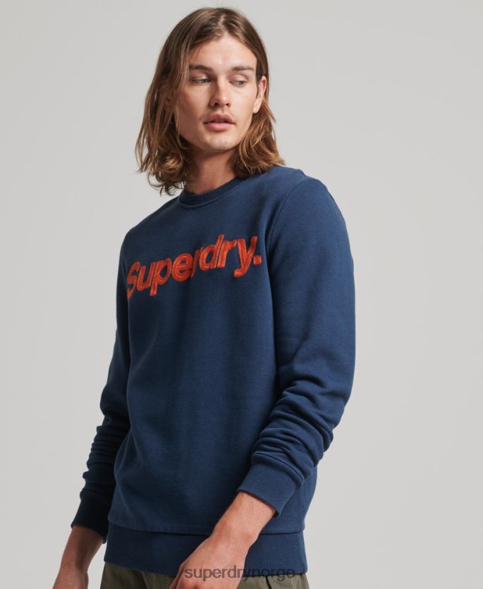 Superdry blå klær 86P46D591 klassisk crew-genser med kjernelogo menn