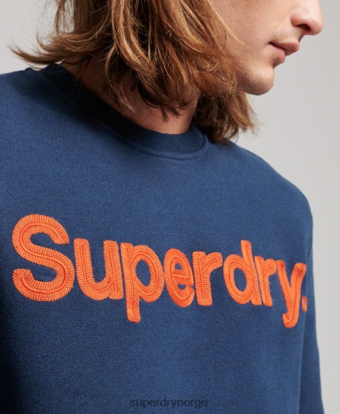 Superdry blå klær 86P46D591 klassisk crew-genser med kjernelogo menn