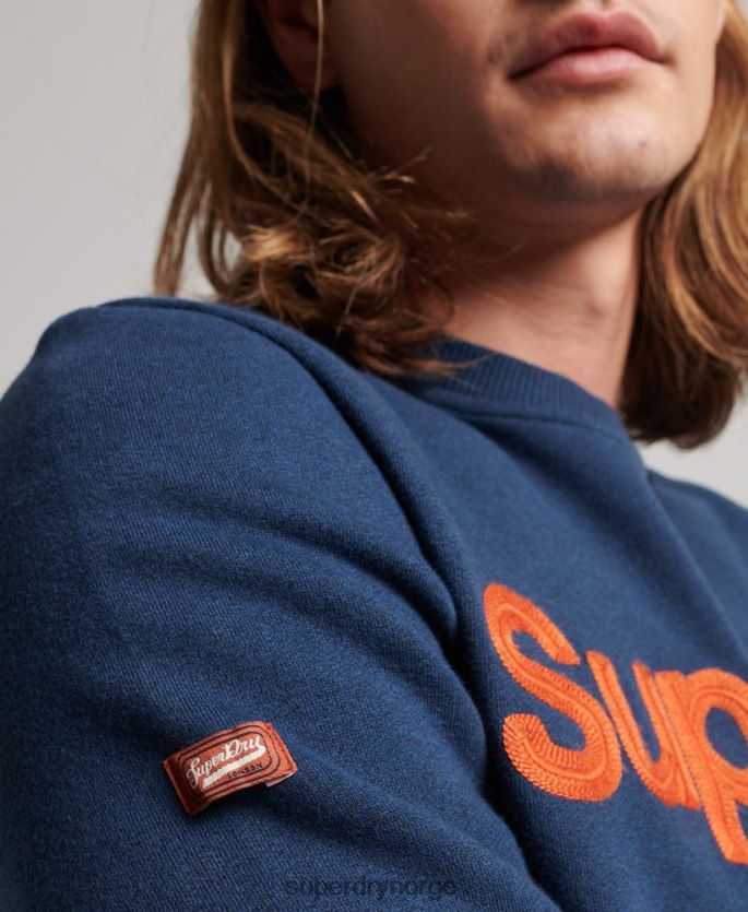 Superdry blå klær 86P46D591 klassisk crew-genser med kjernelogo menn