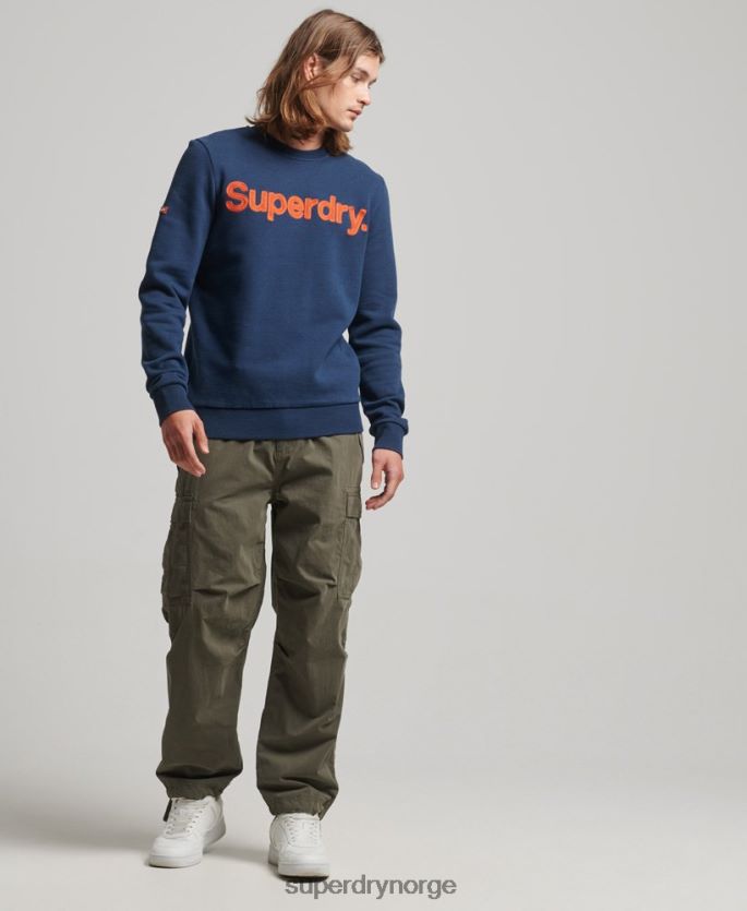 Superdry blå klær 86P46D591 klassisk crew-genser med kjernelogo menn