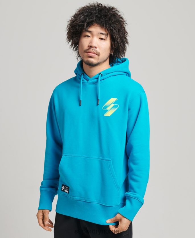 Superdry blå klær 86P46D6119 kode halvtone løs hettegenser kvinner