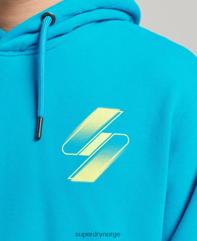 Superdry blå klær 86P46D6119 kode halvtone løs hettegenser kvinner