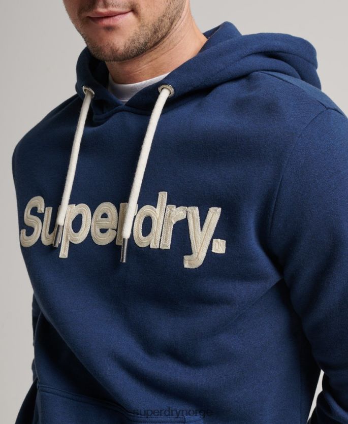 Superdry blå klær 86P46D629 klassisk hettegenser med vintage kjernelogo menn