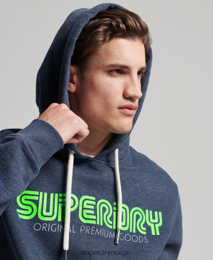 Superdry blå klær 86P46D651 vintage retro hettegenser menn