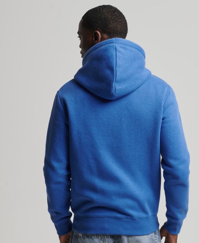 Superdry blå klær 86P46D668 vintage hettegenser med glidelås i økologisk bomull menn