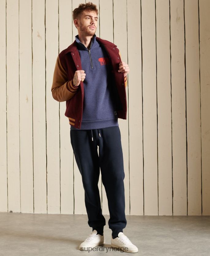 Superdry blå klær 86P46D823 friidrett halv glidelås spor topp menn