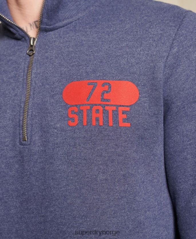 Superdry blå klær 86P46D823 friidrett halv glidelås spor topp menn