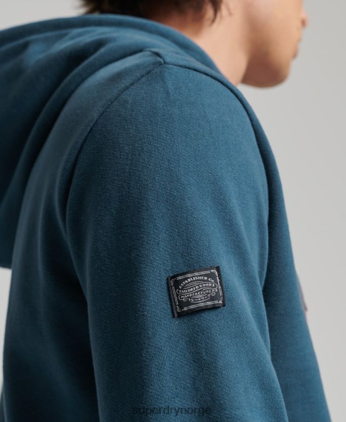 Superdry blå klær 86P46D859 vintage logo ubørstet narrativ hettegenser menn