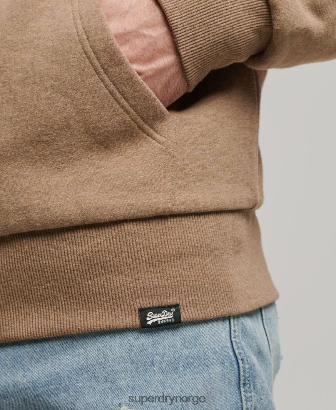 Superdry brun klær 86P46D538 essensiell borg-fôret hettegenser med glidelås menn