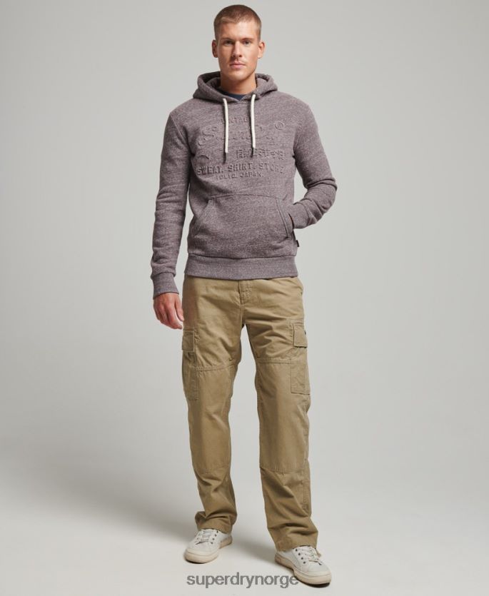 Superdry brun klær 86P46D573 vintage hettegenser med preget logo menn