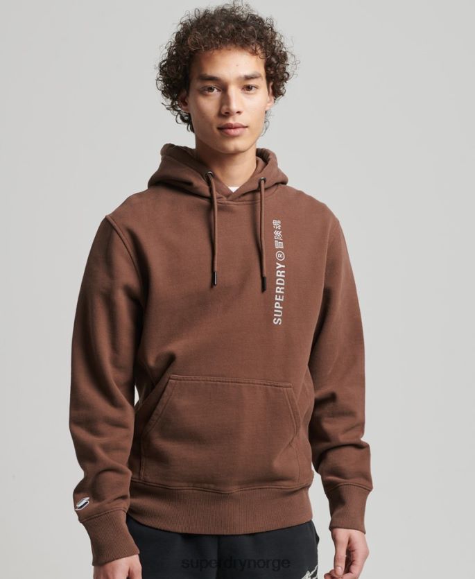 Superdry brun klær 86P46D5787 kode lineær løs overhead hettegenser menn