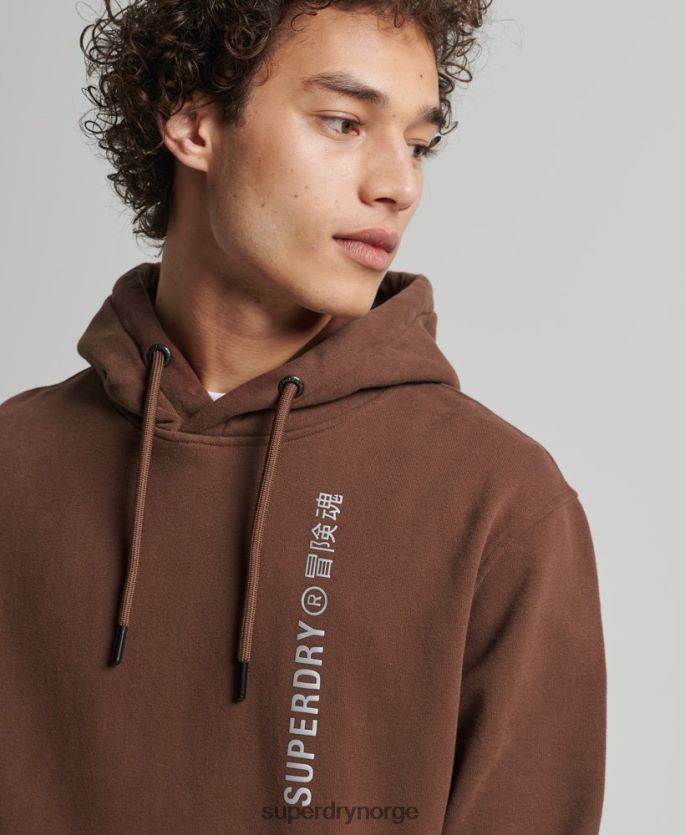Superdry brun klær 86P46D5787 kode lineær løs overhead hettegenser menn