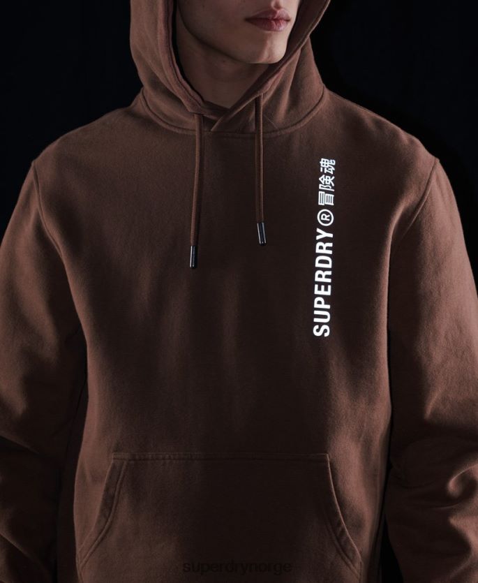 Superdry brun klær 86P46D5787 kode lineær løs overhead hettegenser menn