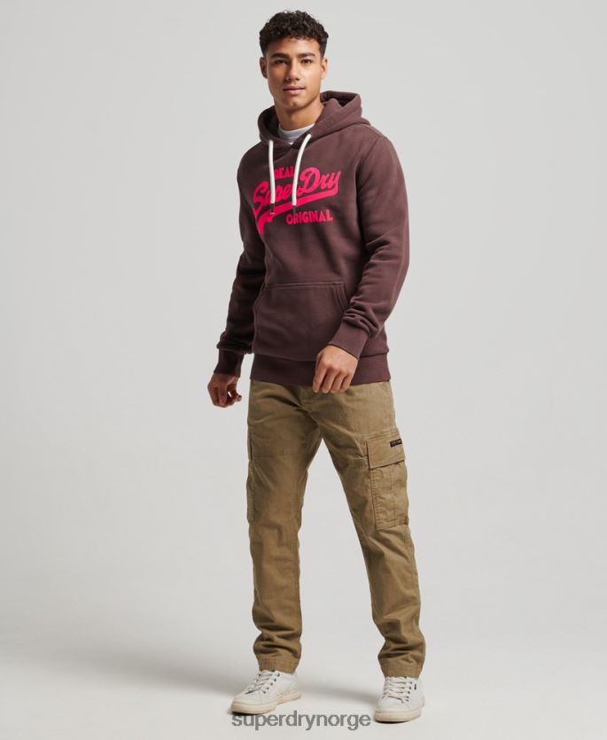 Superdry brun klær 86P46D588 neon hettegenser med vintage logo menn