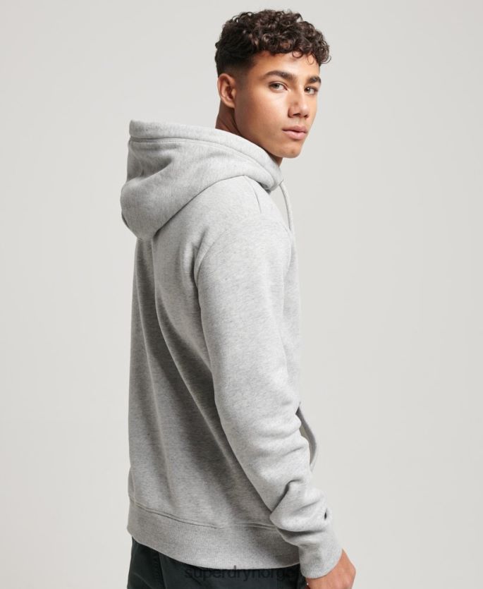 Superdry grå klær 86P46D477 vintage logo brodert hettegenser menn