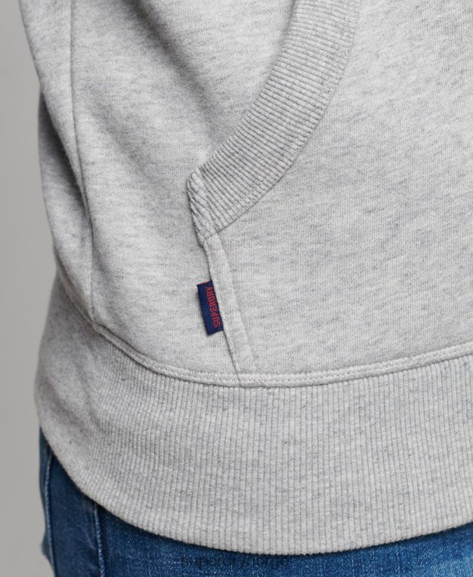 Superdry grå klær 86P46D481 vintage logo brodert baseball hettegenser med glidelås menn