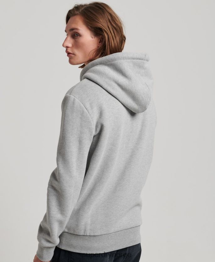Superdry grå klær 86P46D489 vintage logo neon hettegenser med glidelås menn