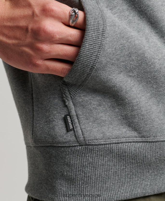 Superdry grå klær 86P46D497 vintage logo brodert hettegenser med glidelås menn