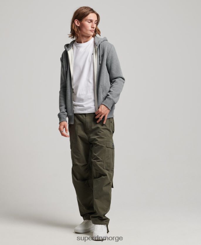 Superdry grå klær 86P46D497 vintage logo brodert hettegenser med glidelås menn