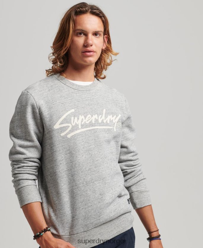 Superdry grå klær 86P46D5019 vintage downtown script crew sweatshirt menn