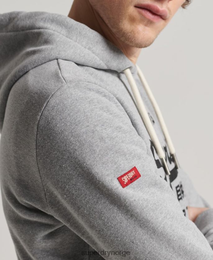 Superdry grå klær 86P46D502 vintage logobutikk klassisk hettegenser menn