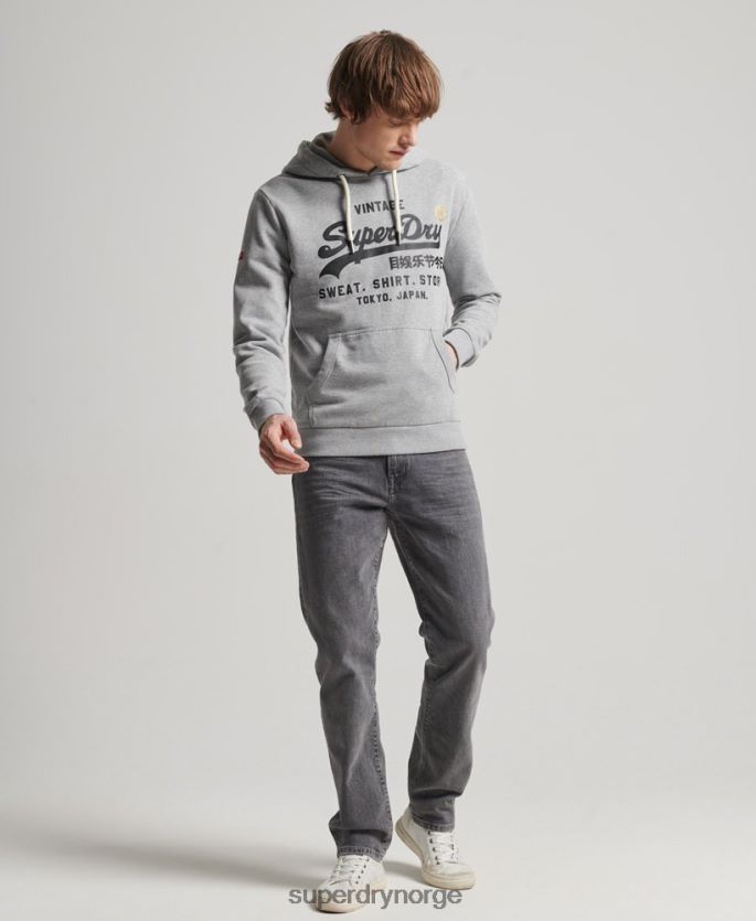 Superdry grå klær 86P46D502 vintage logobutikk klassisk hettegenser menn