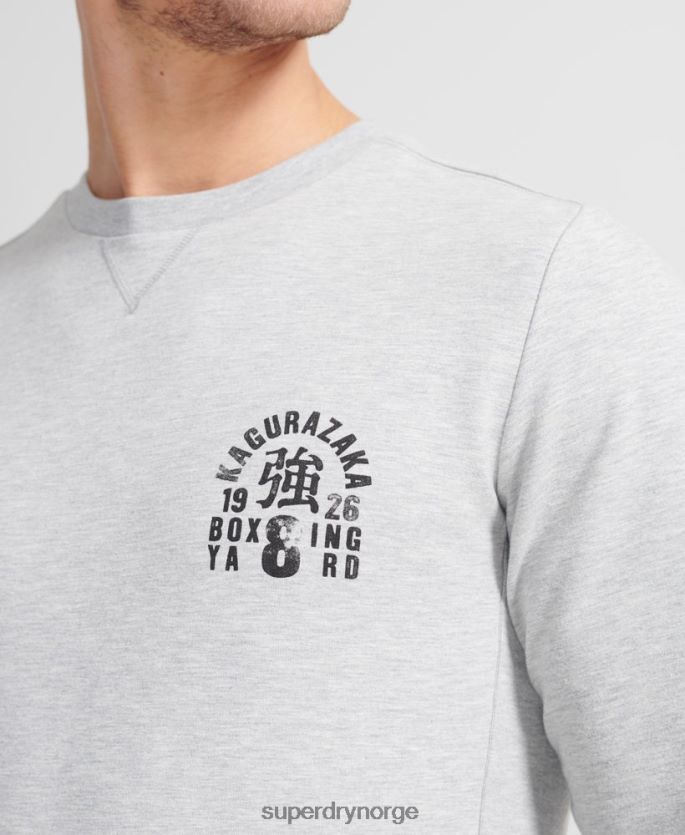 Superdry grå klær 86P46D5064 treningsgenser for mannskap på boksinggård menn