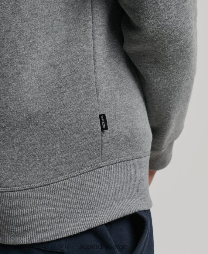 Superdry grå klær 86P46D5076 Henley sweatshirt med vintage logo i økologisk bomull menn