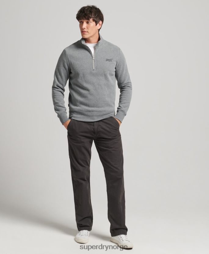 Superdry grå klær 86P46D5080 genser med halv glidelås i økologisk bomull menn