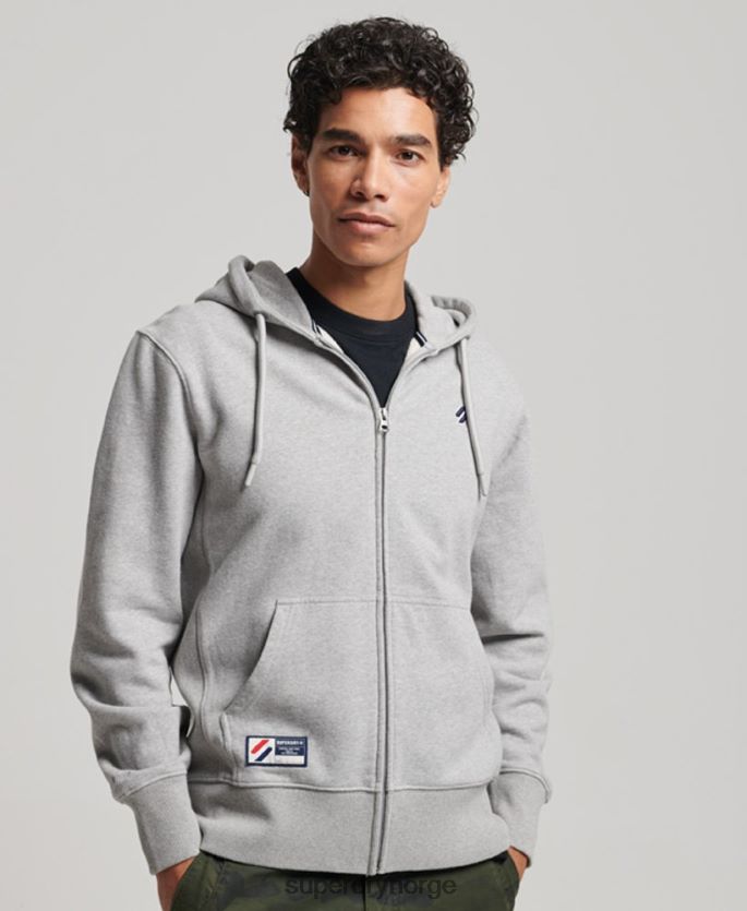 Superdry grå klær 86P46D5097 viktig hettegenser med løs glidelås med logo menn
